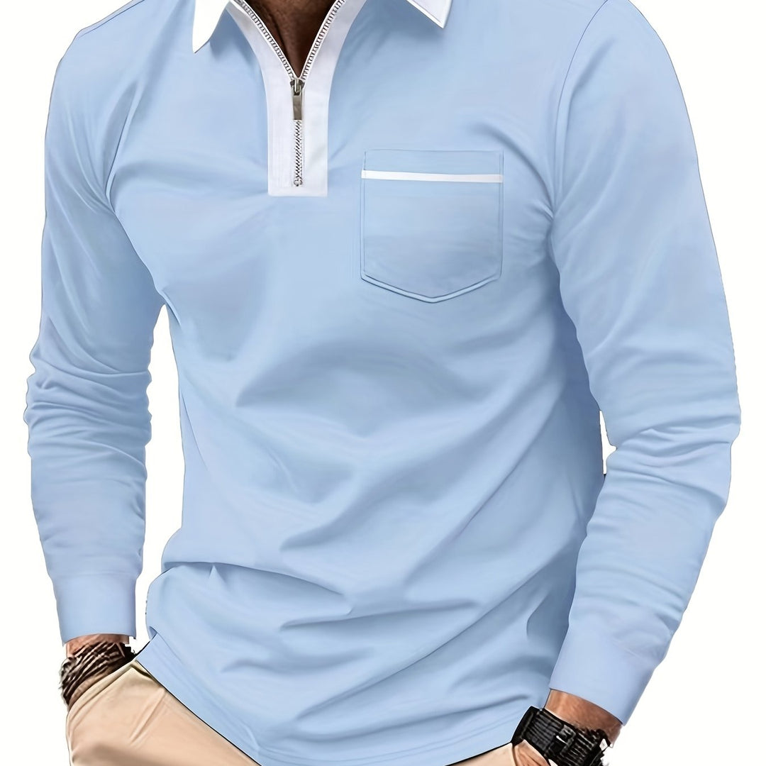 Douglas | Zip-Collar Long Sleeve Polo Shirt
