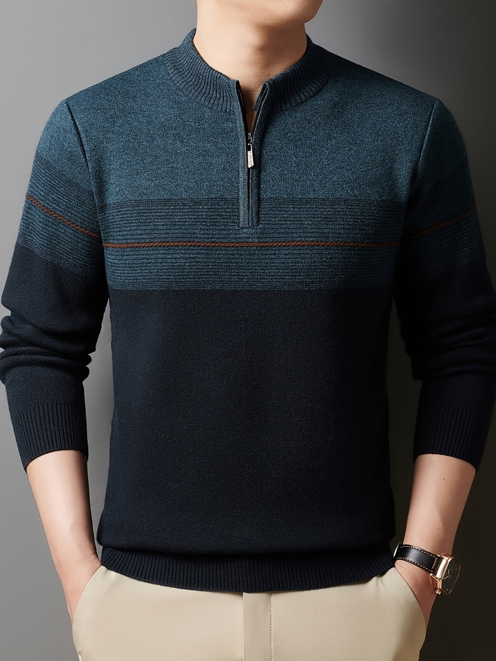 Ambrose | Half-Zip Striped Sweater