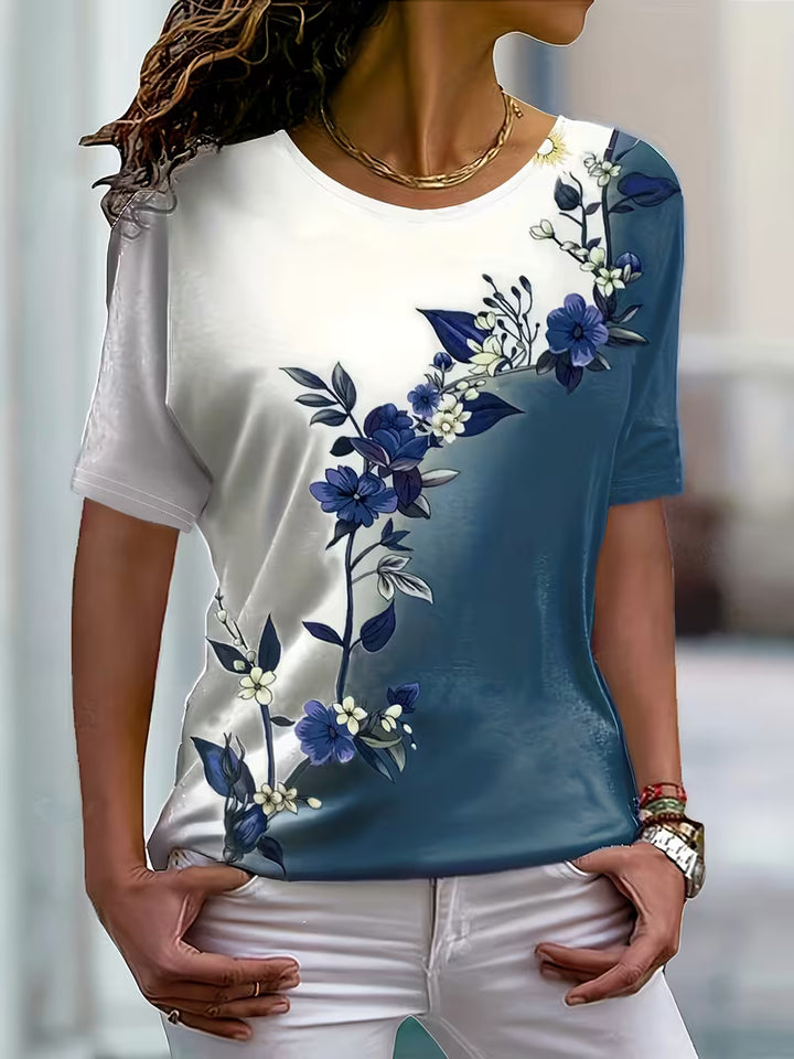 Beth | Stylish Floral Colorblock Blouse