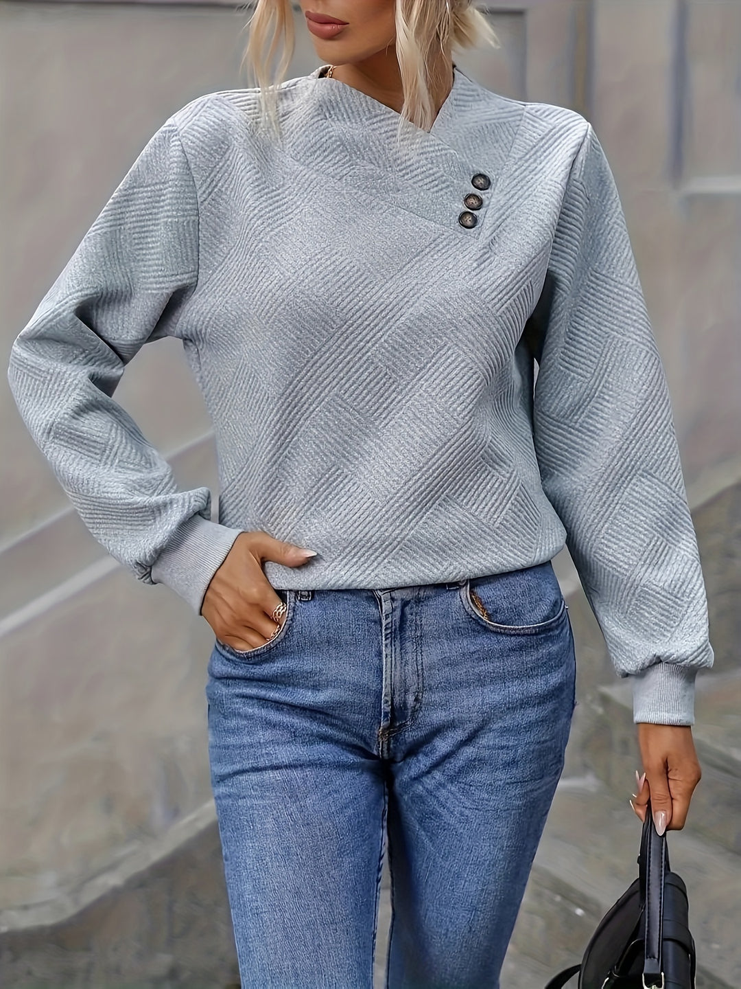 Wren | Asymmetrical Button-Neck Sweater