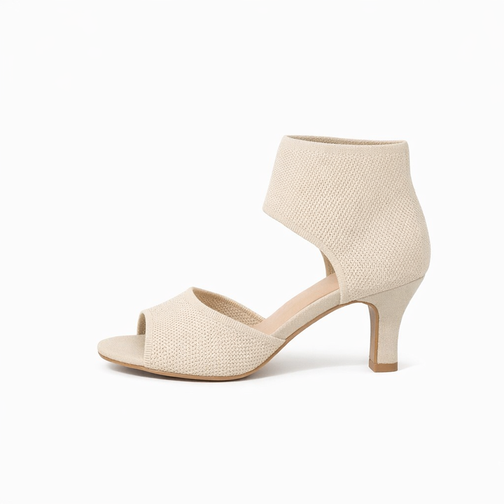 Camille | Stretch Open Toe Heeled Pumps