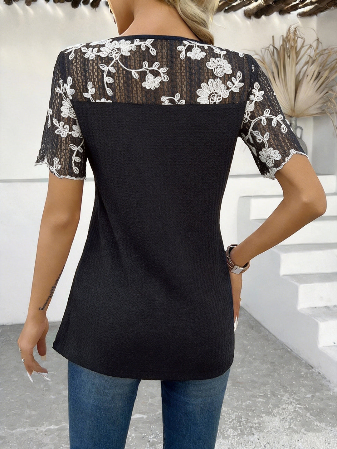 Josie | Lace-Trimmed Button-Detail Tunic