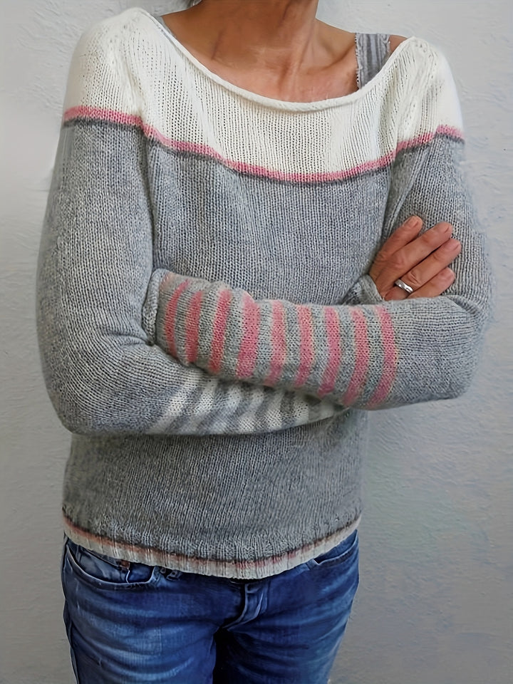 Annika | Colour-Block Boat Neck Sweater