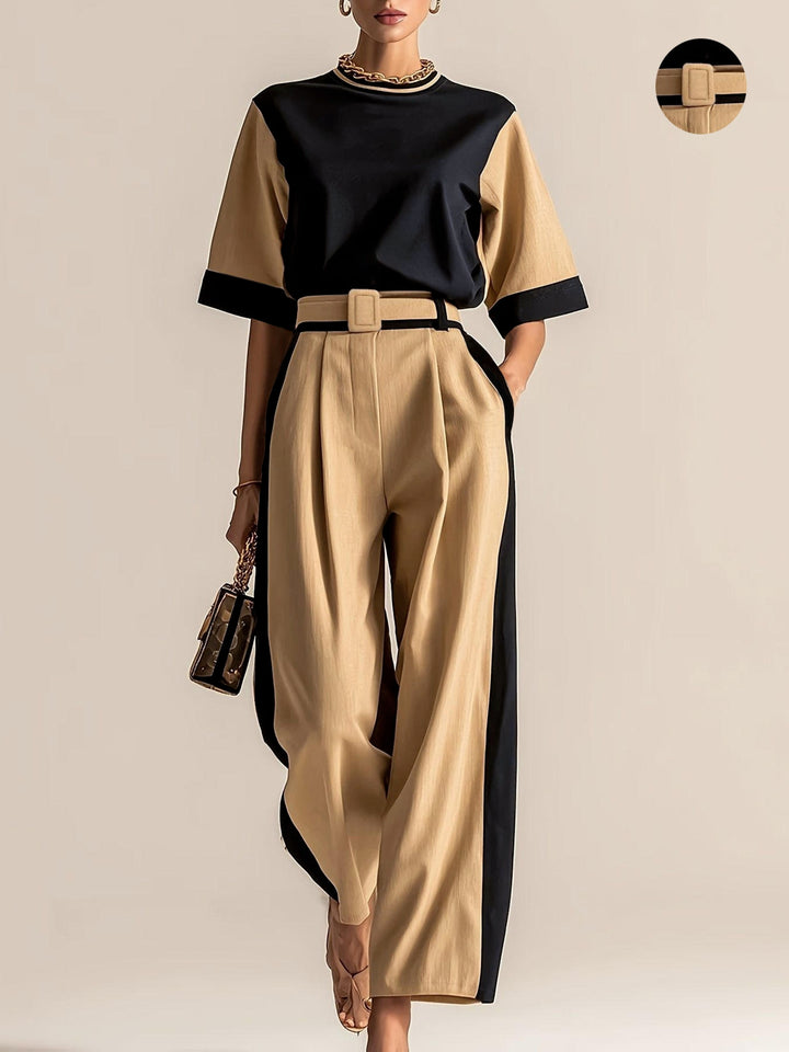 Belinda | Contrast-Trim Two-Piece Set