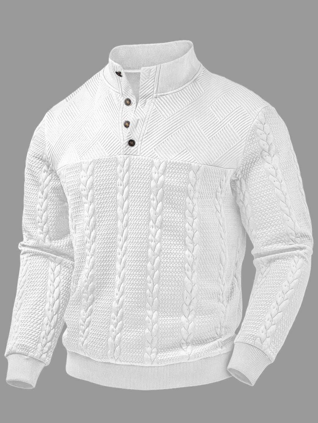 Griffin | Textured Button-Neck Pullover
