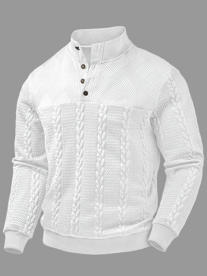 Griffin | Textured Button-Neck Pullover
