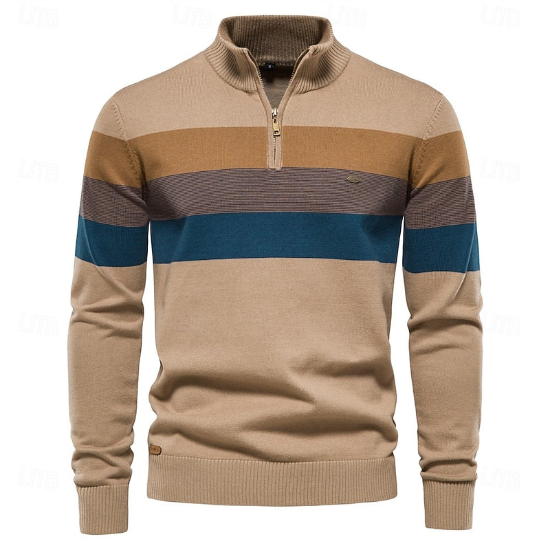 Miles | Colour-Block Quarter-Zip Sweater