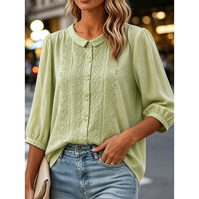 Cynthia | Embroidered Peter Pan Collar Blouse
