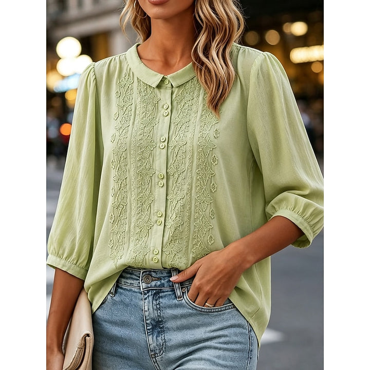 Cynthia | Embroidered Peter Pan Collar Blouse