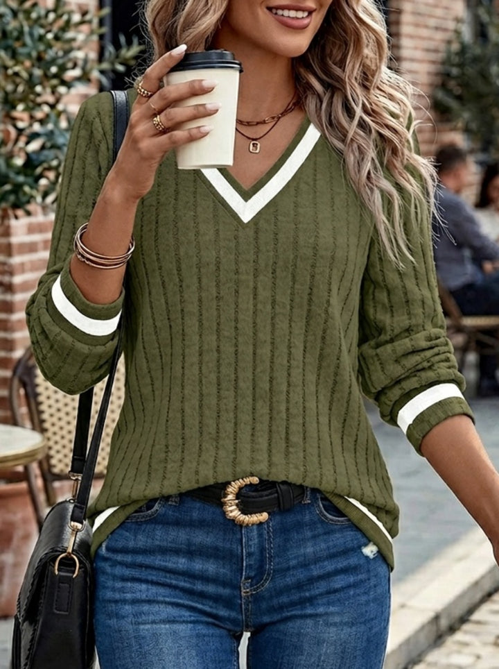 Odessa | Ribbed Colour-Block Long Sleeve Top