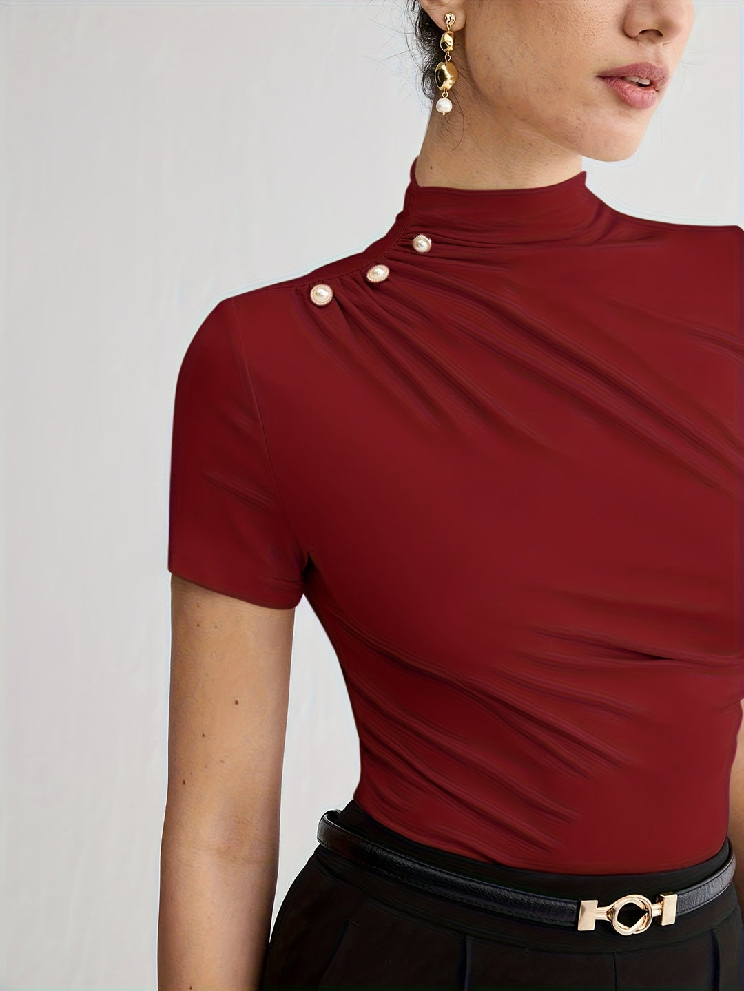Hazel | Fitted Mock-Neck Top