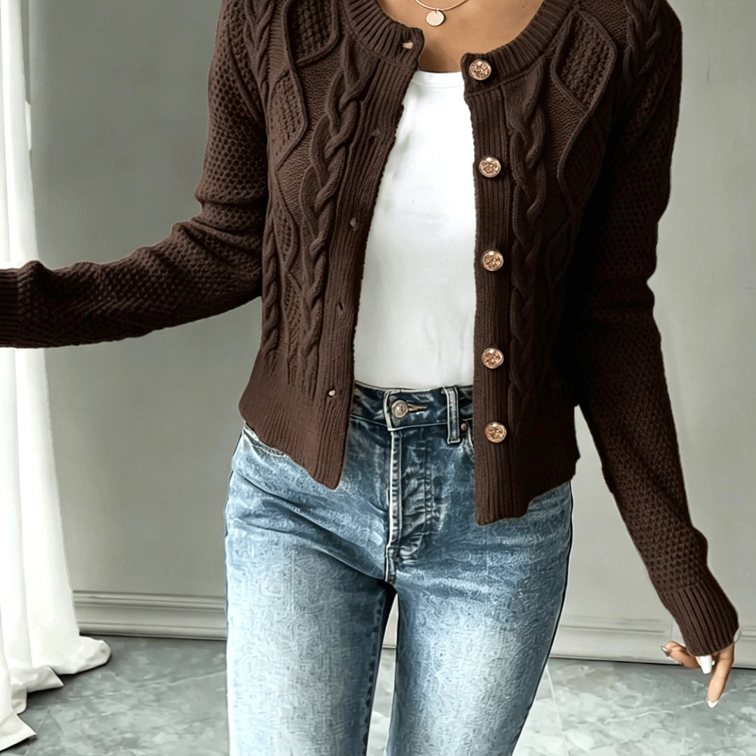 Cecilia | Cable-Knit Button-Front Cardigan