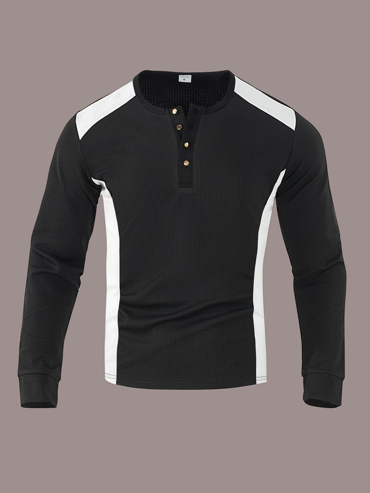 Sawyer | Textured Contrast Henley Shirt