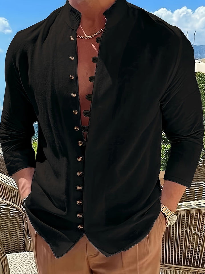Benedict | Retro Loose Long Sleeve Button-Up Shirt