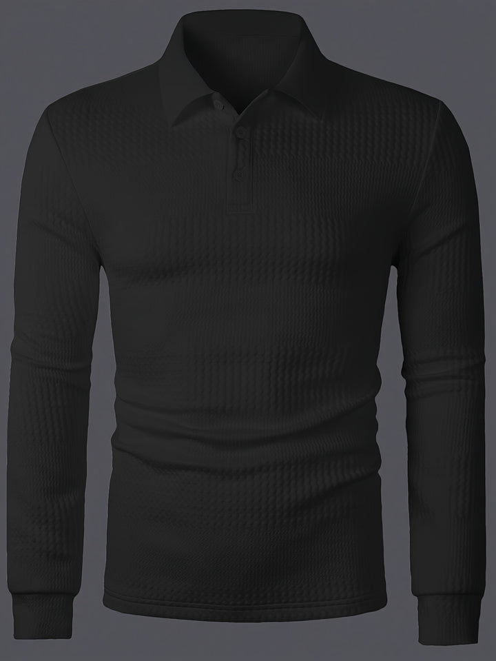 Clifford | Textured Long Sleeve Polo Shirt