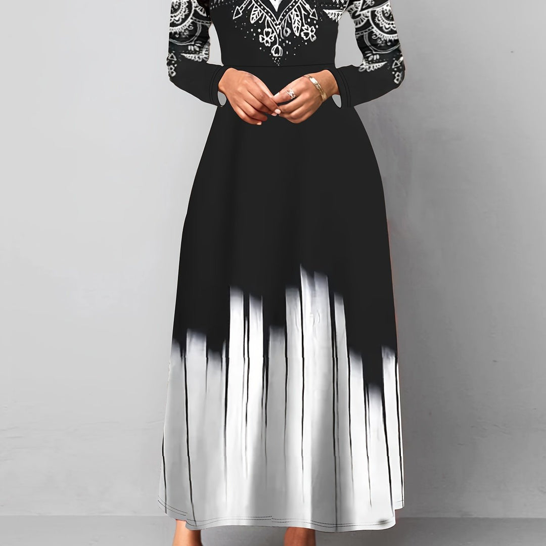 Rosalyn | Ornate Print A-Line Maxi Dress