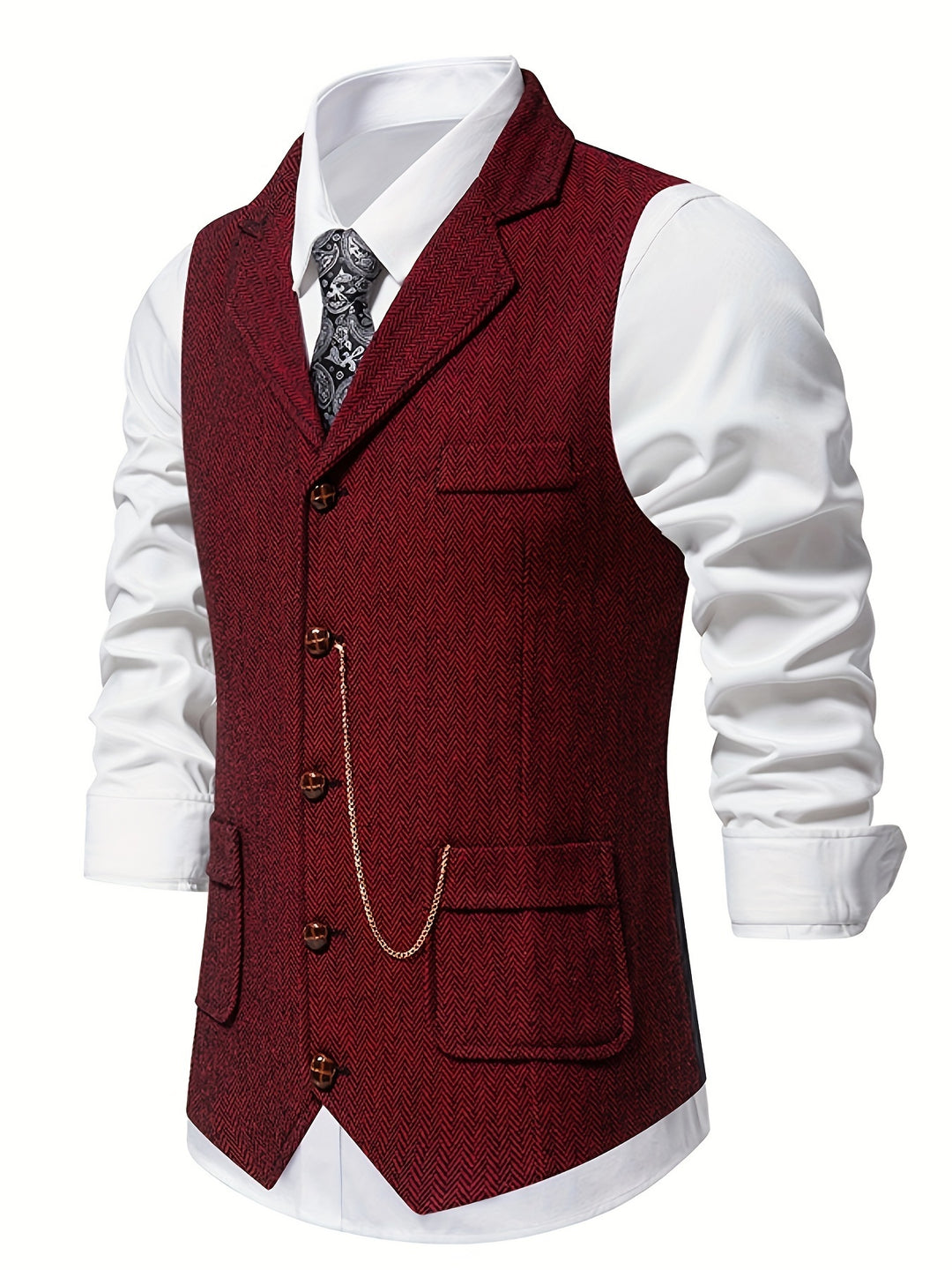 Silas | Herringbone Single-Breasted Waistcoat