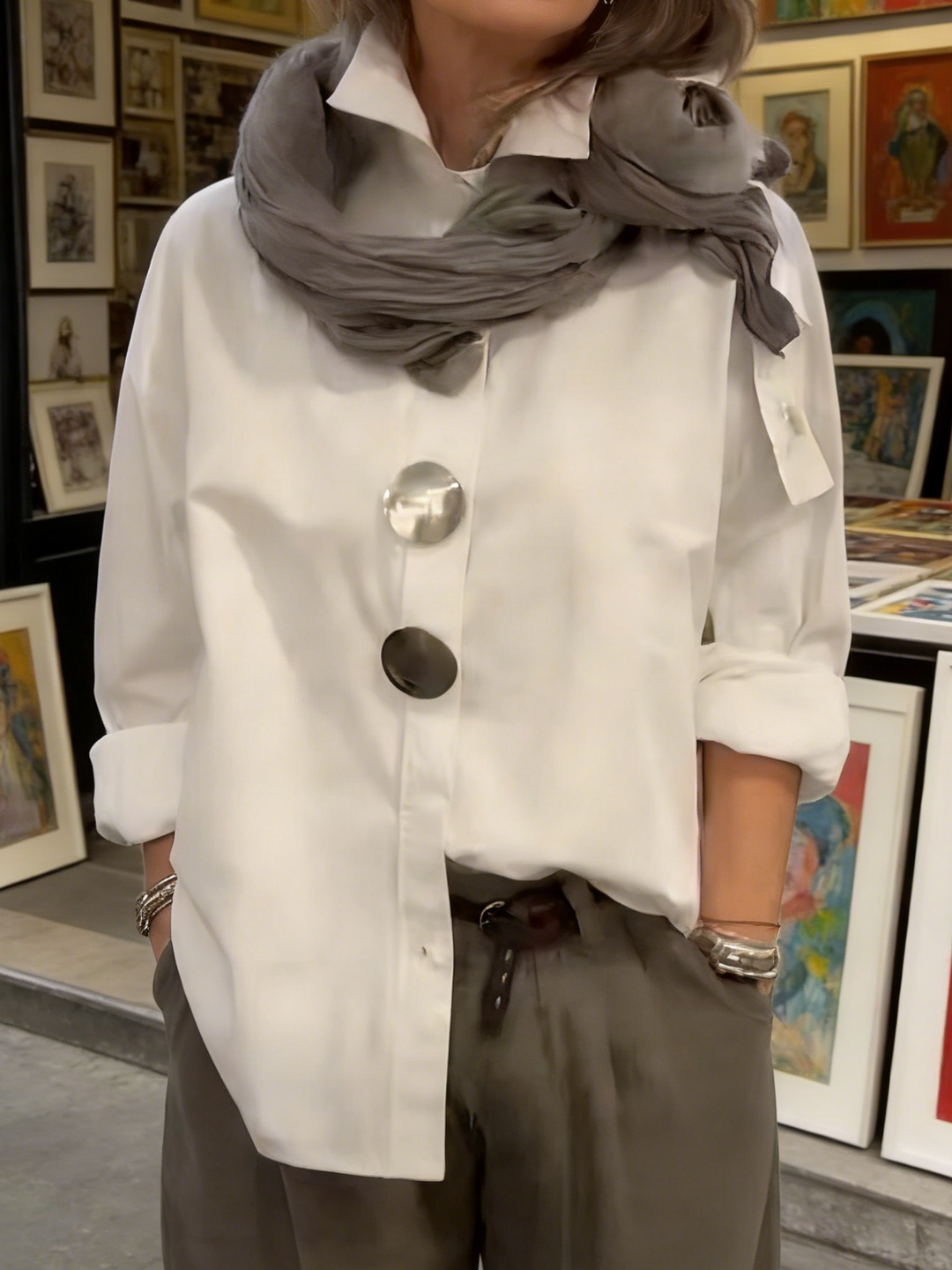 Keira | Stylish Big Button Collar Blouse