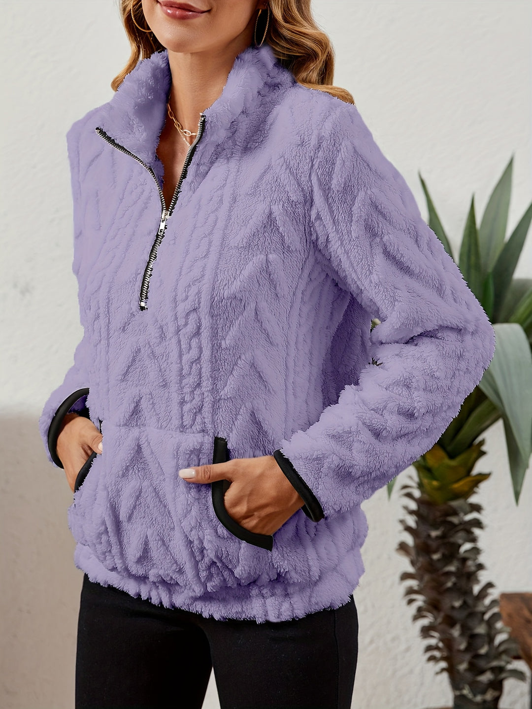 Thea | Textured Half-Zip Pullover
