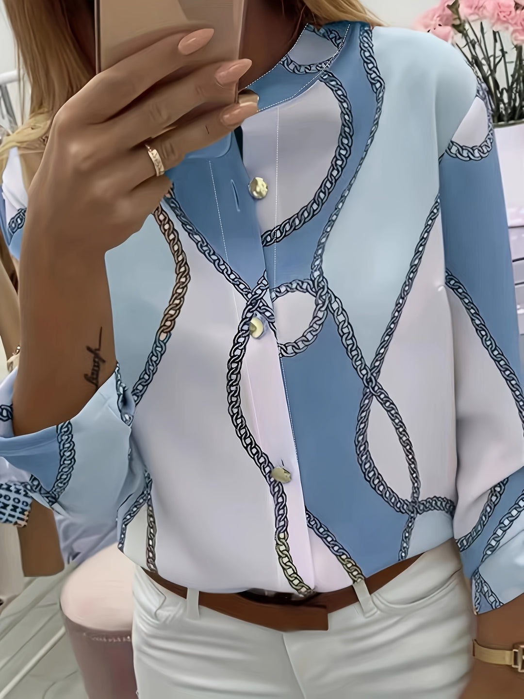 Vivien | Chain-Print Statement Blouse