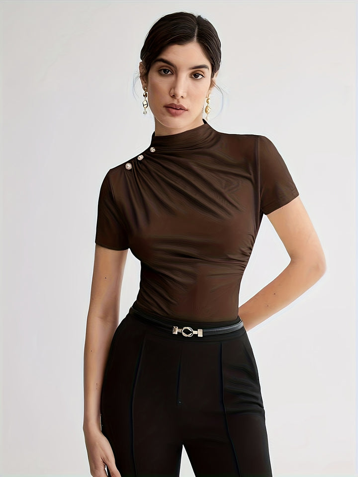 Hazel | Fitted Mock-Neck Top