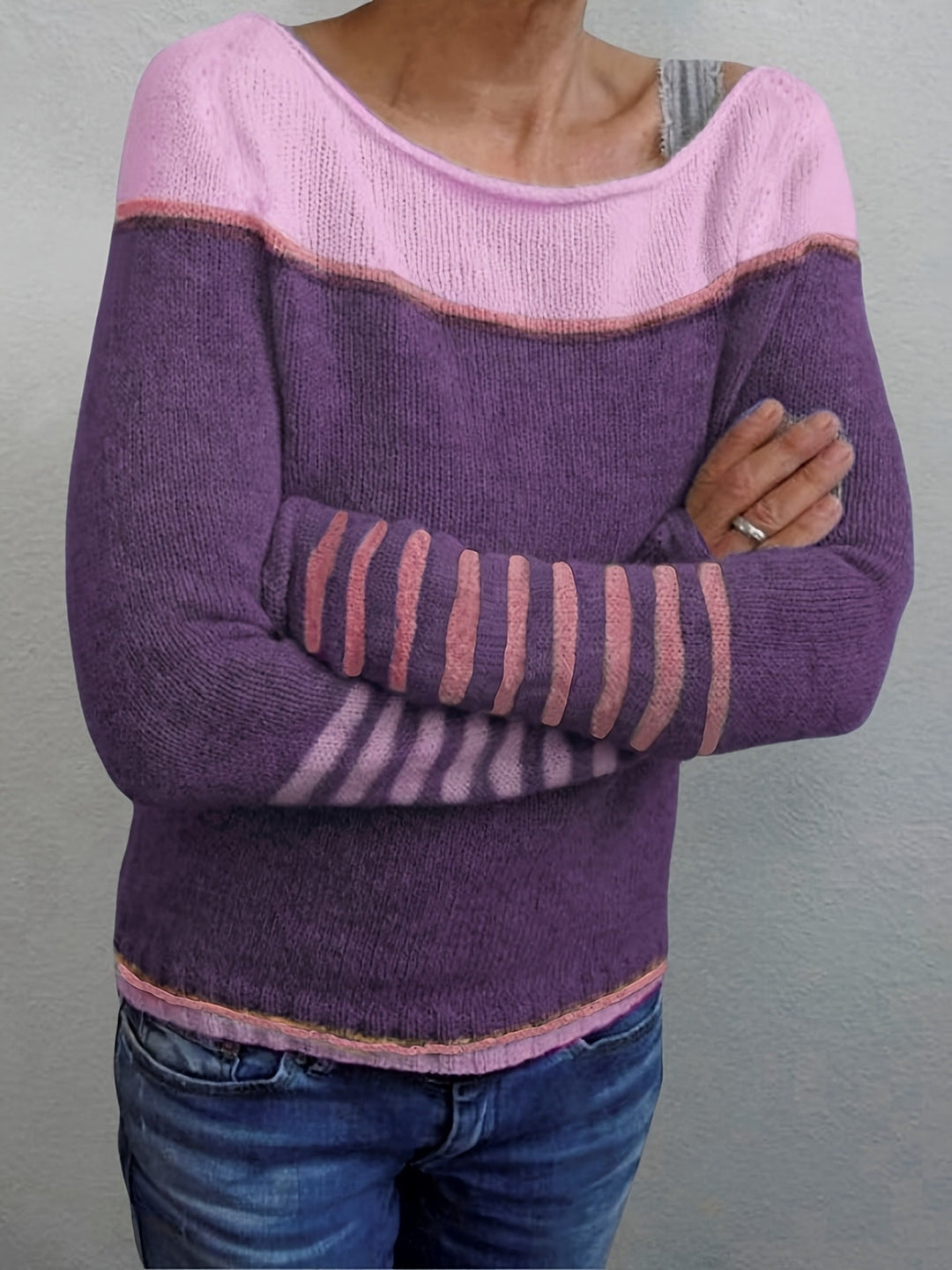 Annika | Colour-Block Boat Neck Sweater