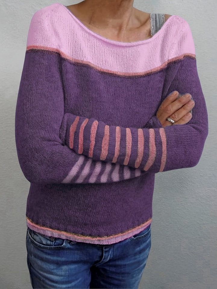 Annika | Colour-Block Boat Neck Sweater