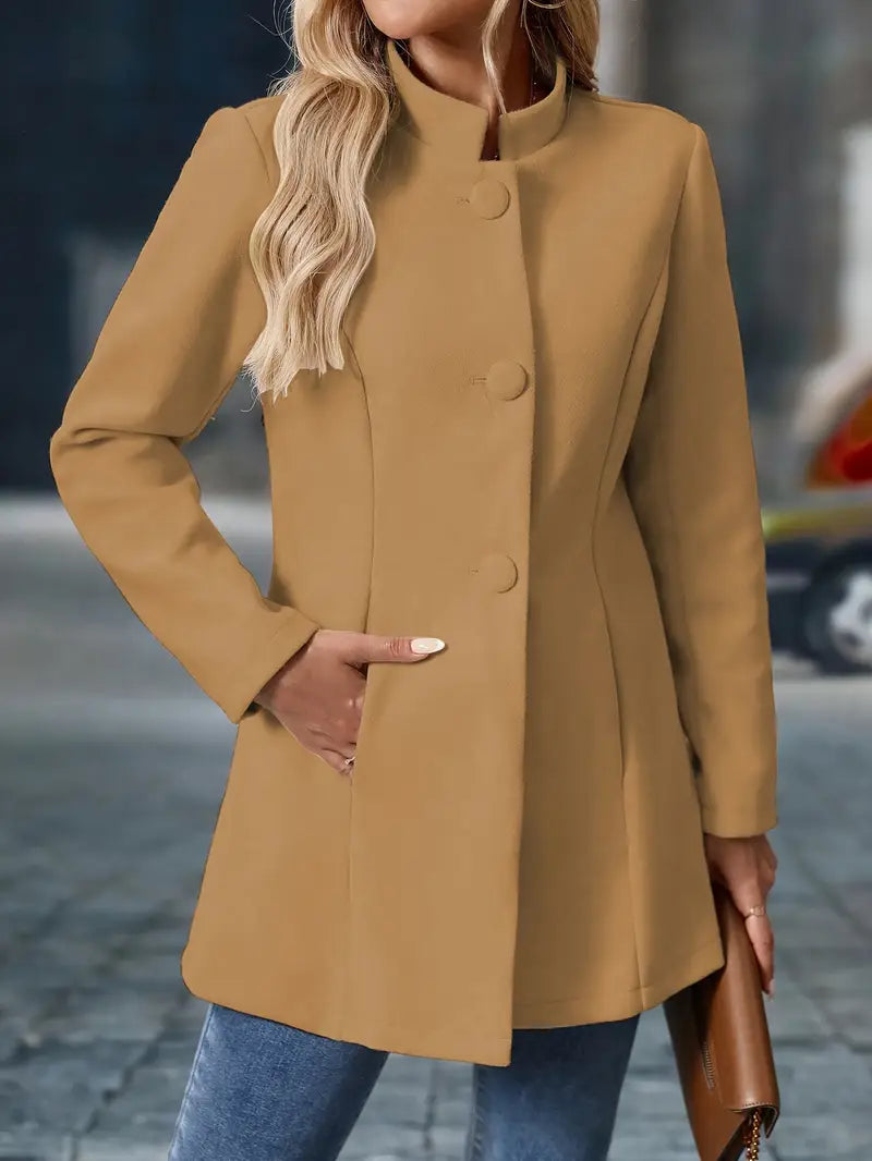 Helene | Stand-Collar Button Coat