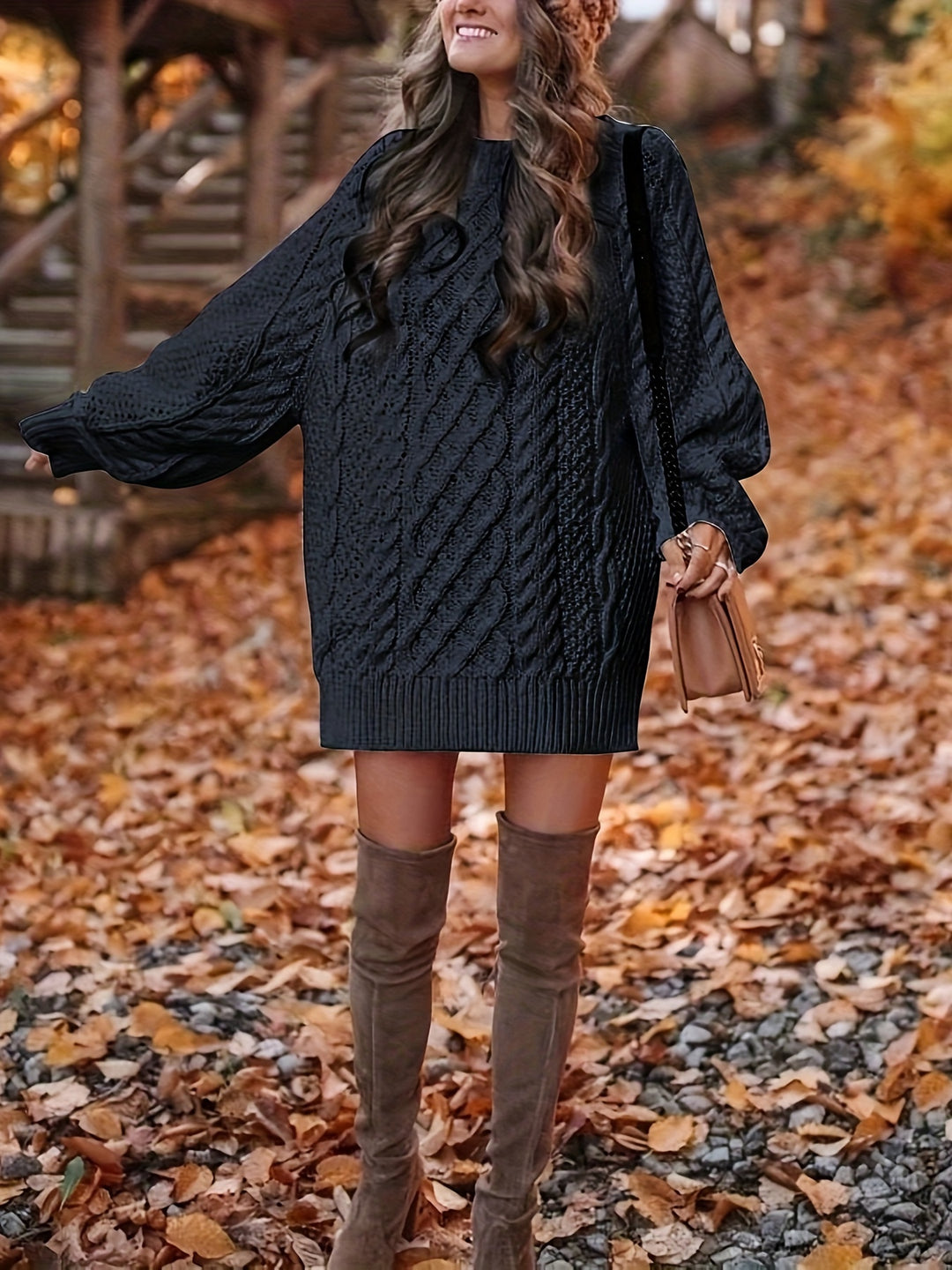 Elowen | Cosy Cable-Knit Jumper Dress