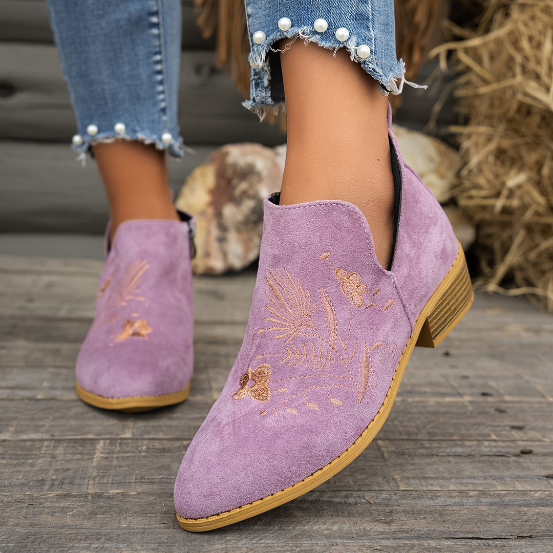 Josephine | Embroidered Ankle Boots