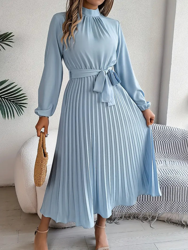 Isabella | Long-Sleeve Belted Waist Midi Dress