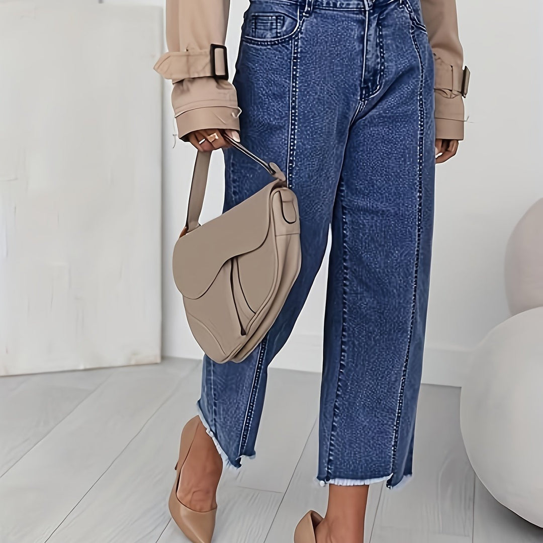 Ramona | Washed Straight-Leg Cropped Jeans