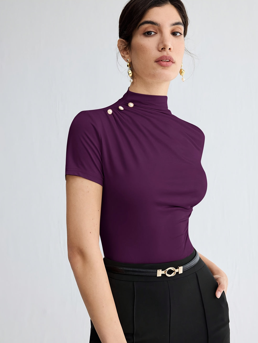 Hazel | Fitted Mock-Neck Top