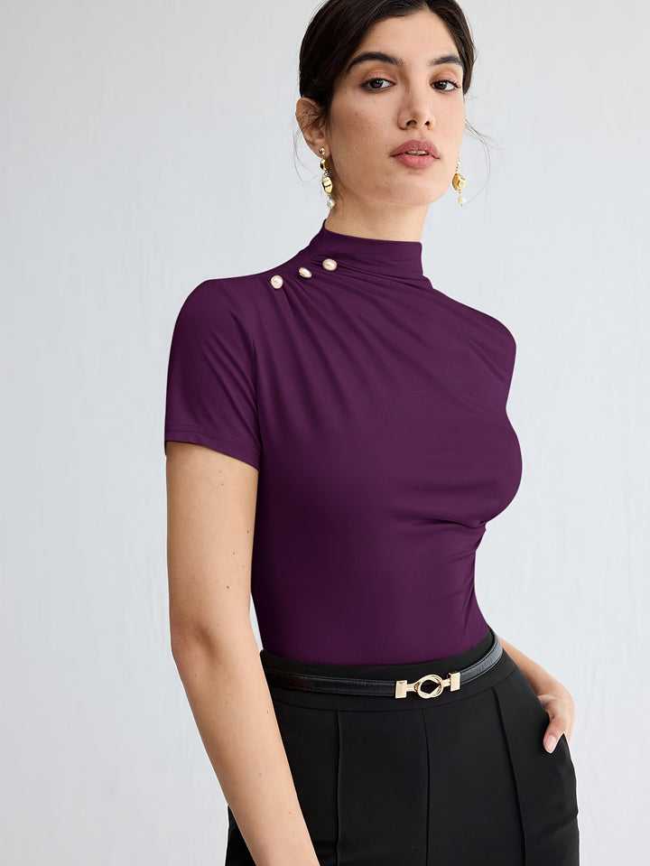 Hazel | Fitted Mock-Neck Top