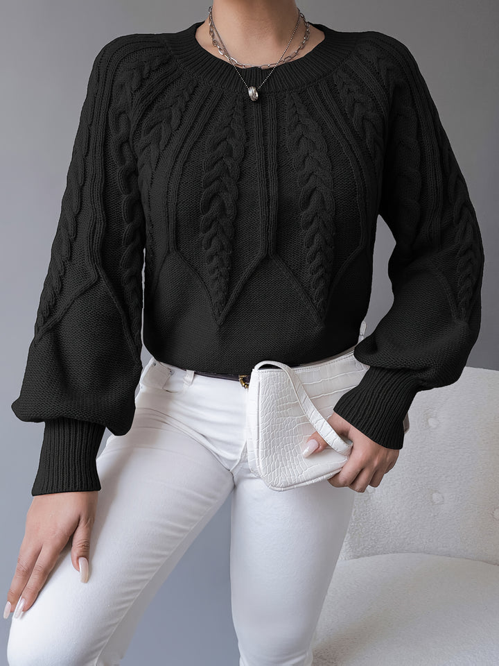 Odette | Cable-Knit Lantern Sleeve Sweater