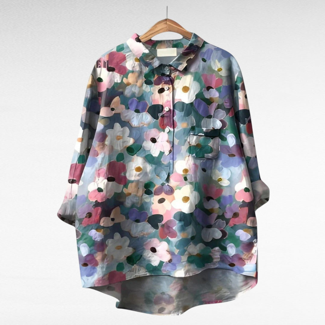 Aurelie | Classic Floral-Print Collar Blouse