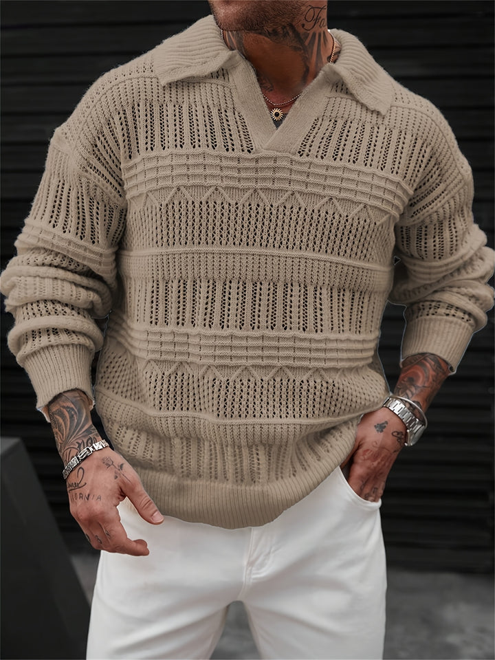 Rowland | Open-Weave Collared Sweater