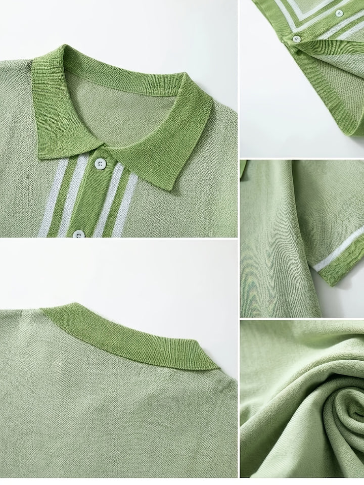 Malcolm | Retro Striped Short-Sleeve Polo Shirt