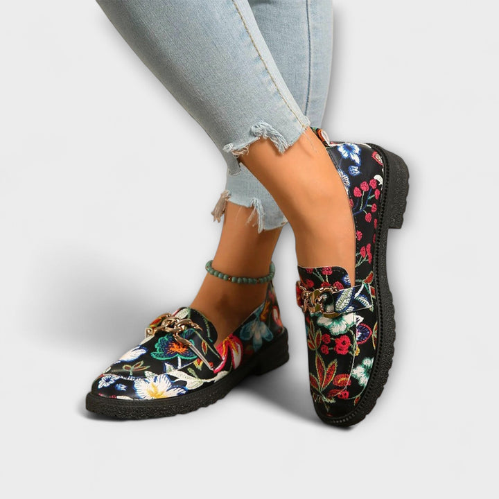 Orlia | Stylish Multicoloured Floral-Print Loafers