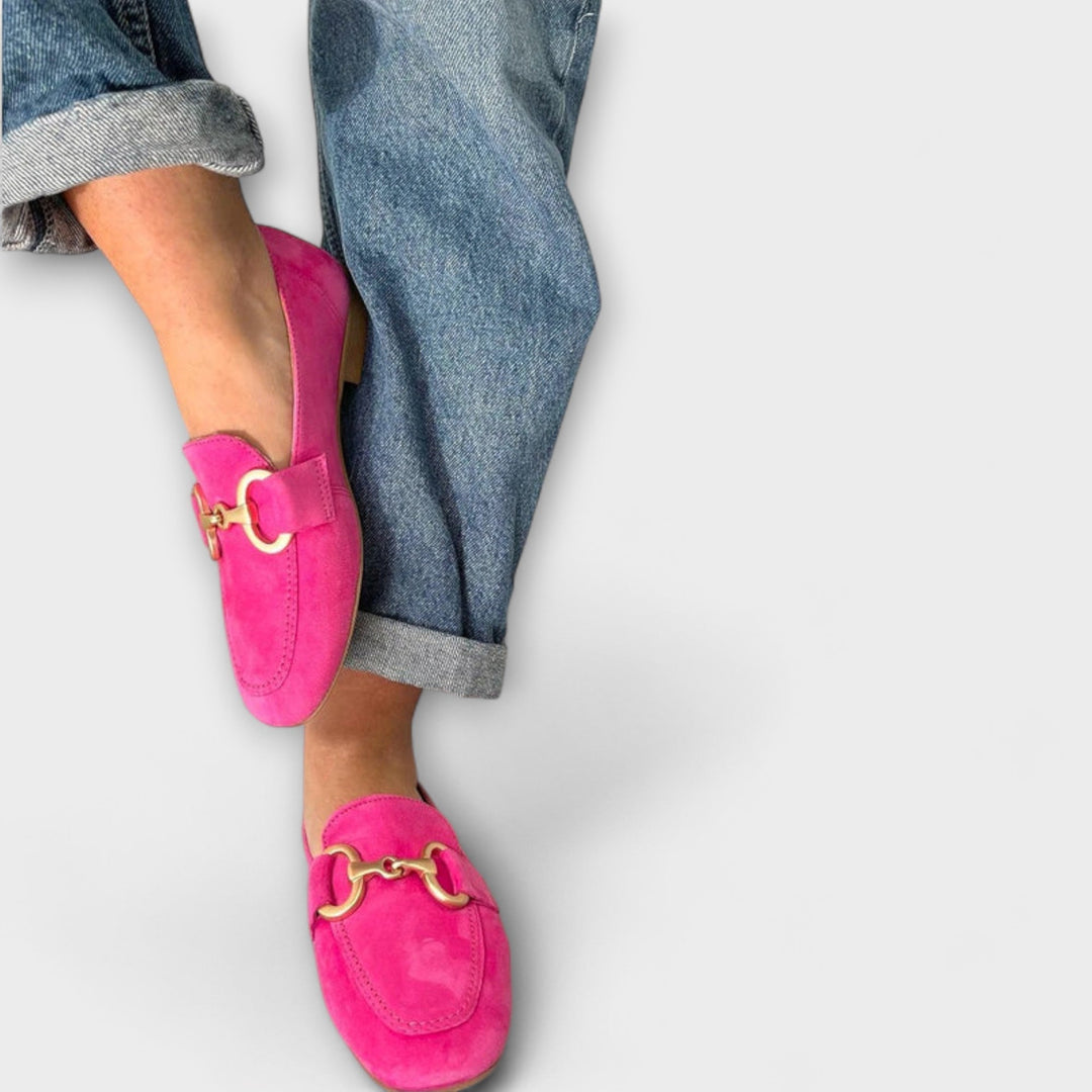 Alexa | Stylish Buckle Relaxed Indigo Loafers