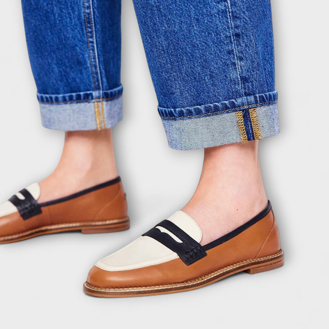 Elena | Stylish Colour-Block Round-Toe Loafer