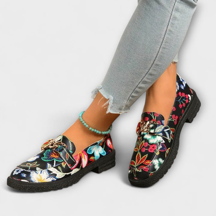 Orlia | Stylish Multicoloured Floral-Print Loafers