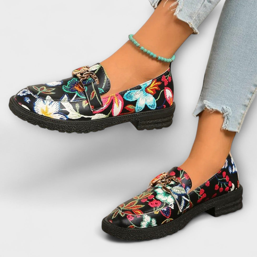 Orlia | Stylish Multicoloured Floral-Print Loafers