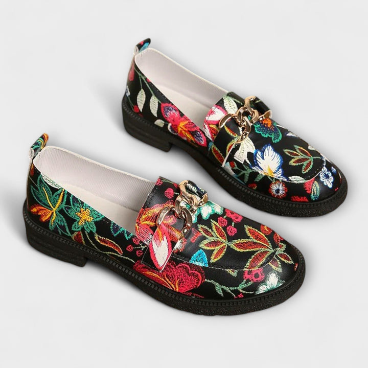 Orlia | Stylish Multicoloured Floral-Print Loafers