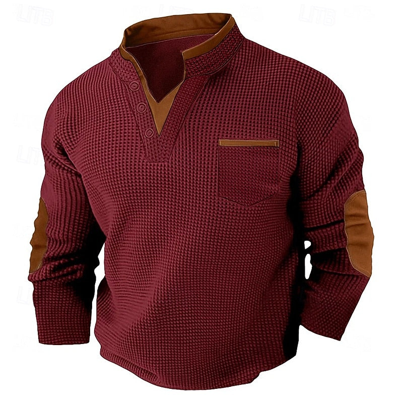 Harlan | Textured Long-Sleeve Henley Shirt