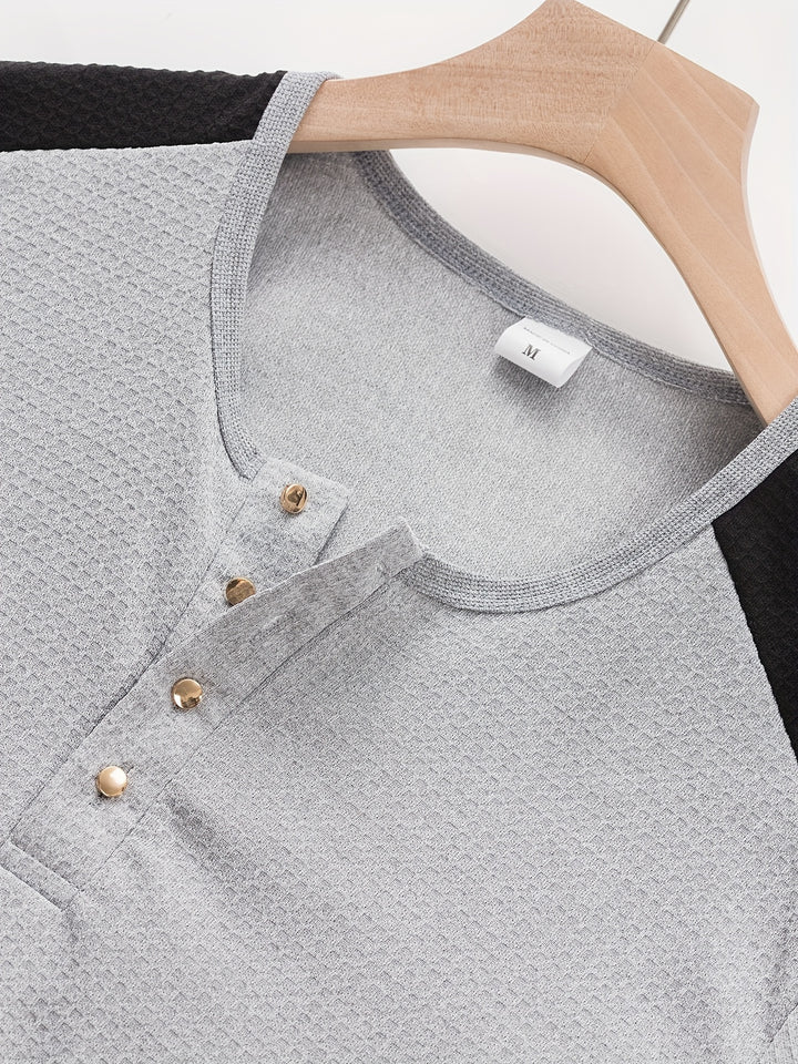 Sawyer | Textured Contrast Henley Shirt
