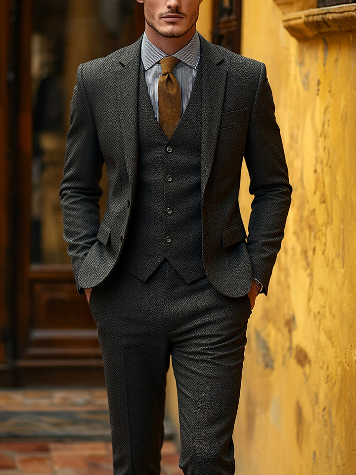 Winston | Herringbone Three-Piece Suit