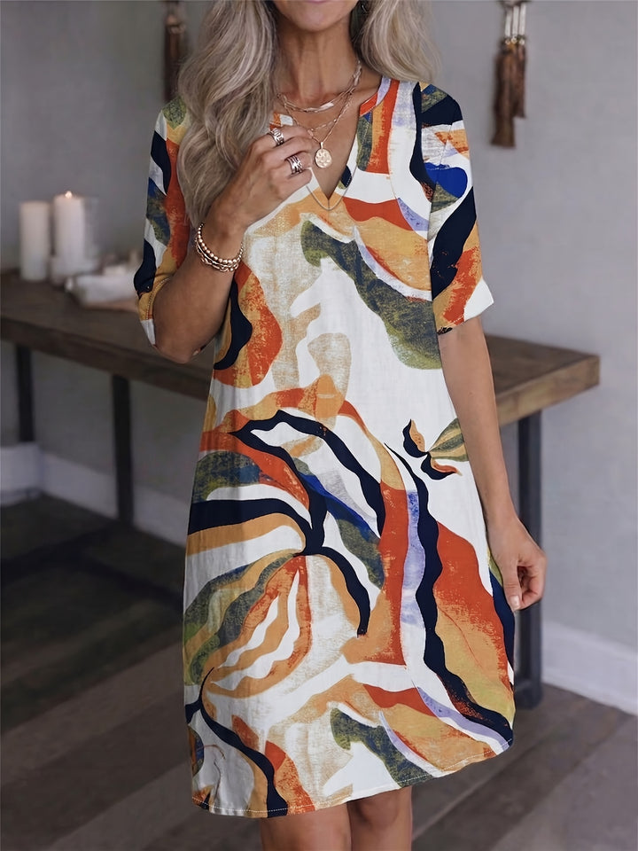 Marion | Artful Print V-Neck Dress