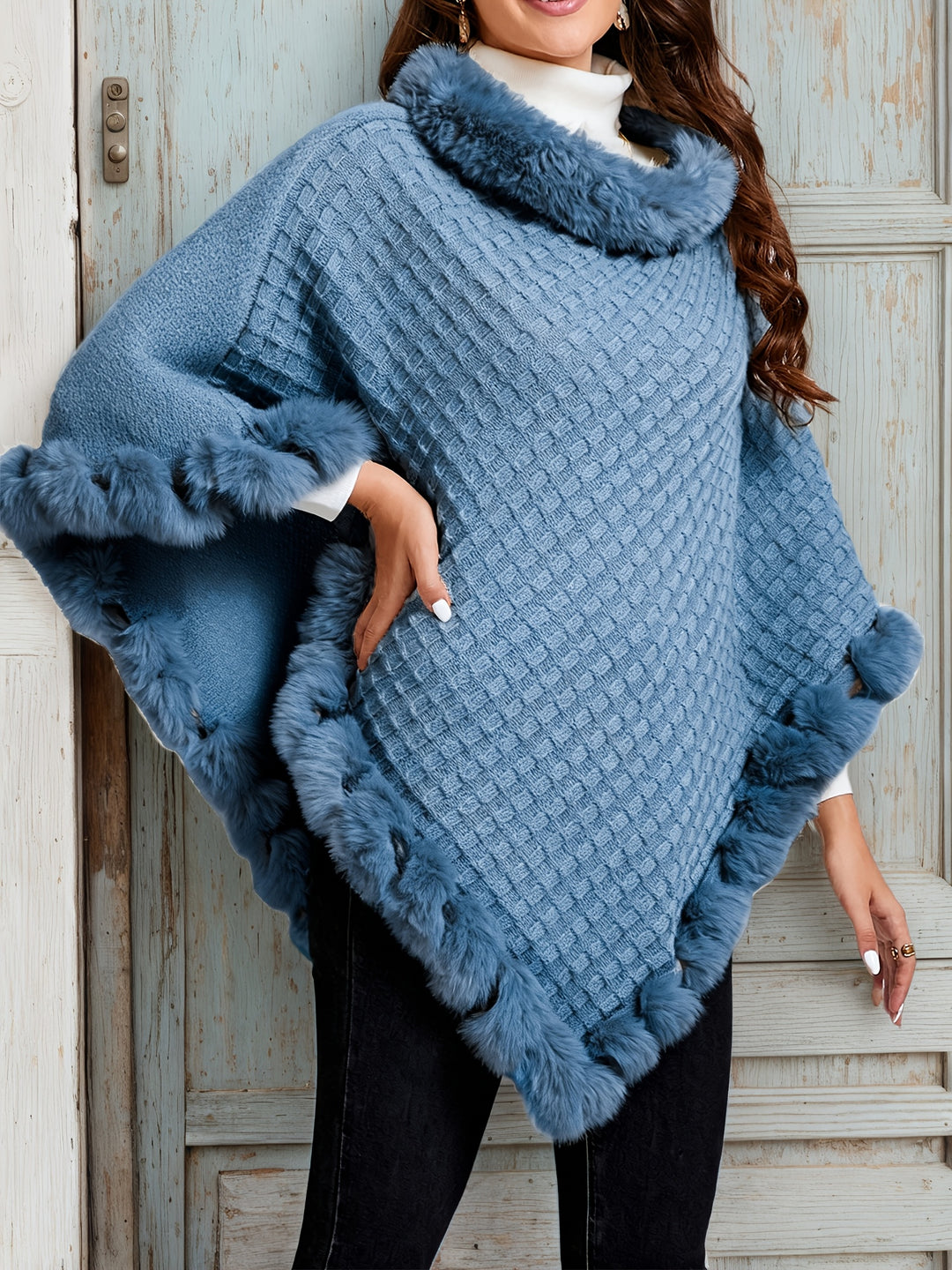 Rosabel | Cosy Fur-Trim Poncho