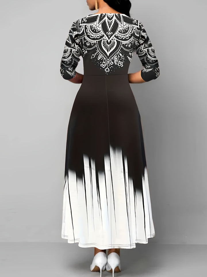 Rosalyn | Ornate Print A-Line Maxi Dress